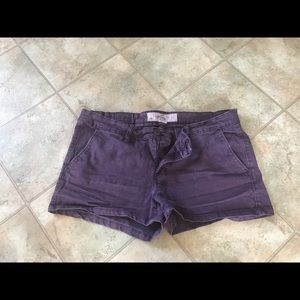 Purple denim shorts